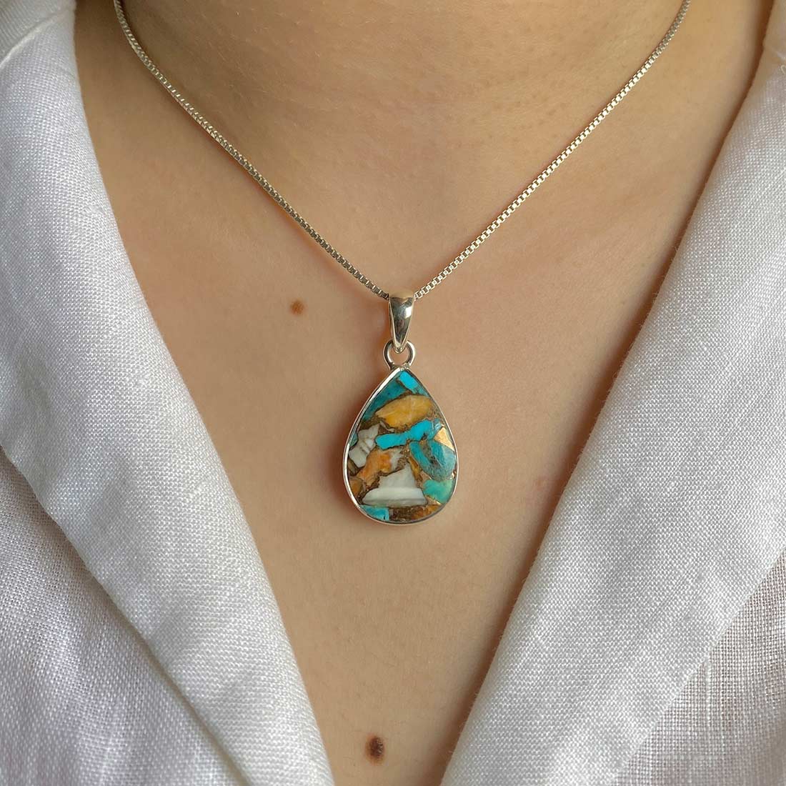 Spiny Oyster Turquoise Pendant-(TRO-P-16.)